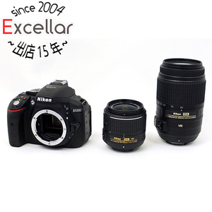 【中古】Nikon D5300 ダブルズームキット D5300WZBK ブラック [管理:1050023074]