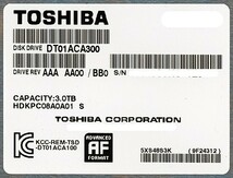 【中古】TOSHIBA製HDD DT01ACA300 3TB SATA600 7200 100～200時間以内 [管理:1050008437]_画像2