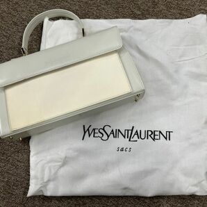 【A24】Yves Saint Laurent イヴ・サンローラン YSL ハンドバッグ 白 ホワイト 女性用 レディース 保存袋付 現状品の画像1