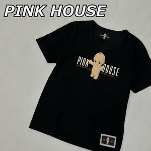 【PINK HOUSE】ピンクハウス 2000年 キューピー プリント ロゴ タグ クルーネック 半袖 Tシャツ 黒 ブラック P010KUAL19B 