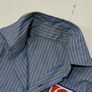 【TODD UNIFORM】PEPSI USA製 ペプシ ワッペン ソーダ コーラ系企業ロゴ ストライプ ワークシャツ 半袖 青 ブルーの画像5