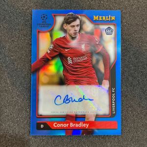 topps merlin soccer CONOR BRADLEY Blue auto Liverpool 直筆サインカード RC 