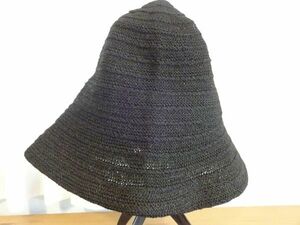∃ ELLE PARIS ∃ 黒色帽子　レディース・婦人用　ジュート　つば広ハット　サイズ５７cm〜５９cm　キャップ　帽子　日本製