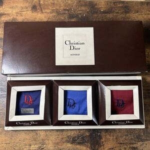 Christian Dior MONSIEUR クリスチャンディオール ディオール ハンカチ 綿100% ブランド 3点セット 新品