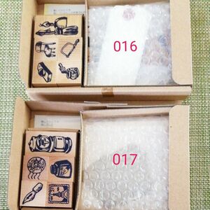 ●フェリシモ　 スタンプセット　 木製　２組　DIY　郵便　ポスト　他　 はんこ　レトロ　紙文具付き　クチュリエ