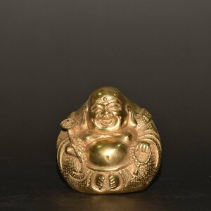 ◆古寳堂◆清 銅製 塗金 如意彌勒仏 仏教古美術 供養品 極細工 古置物 古擺件 中国古美術 時代物 古董品