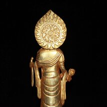 ◆古寳堂◆清 銅製 金鍍 雙蓮花底座觀音像 仏教古美術 供養品 極細工 古置物 古擺件 中国古美術 時代物 古董品_画像6