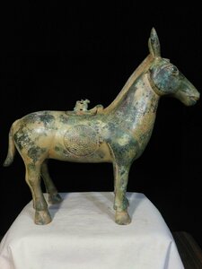 ◆古寳堂◆商周時期 青銅製 馬駒尊 置物 賞物 極細工 古置物 古擺件 中国古美術 時代物 古董品