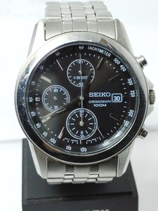 ［稼働品］ SEIKO セイコー　7T92-0LH0 クロノグラフ クォーツ 黒文字盤