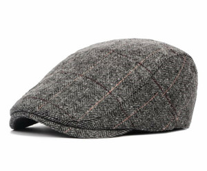 C-Hunting3-2 ハンチング帽子 グレンチェック ウール混 キャップ 帽子 56cm~59cm 灰色