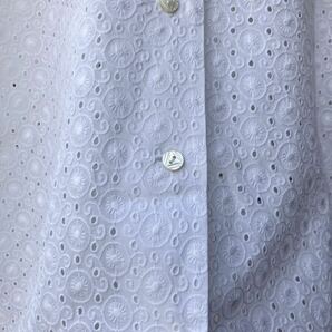 イギリス ヨーロッパvintage race blouse vintage shirt コットンレースブラウス 1950s cotton blouse白シャツ LV830の画像3