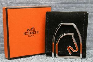 極美品 エルメス エケストル マネークリップ シルバーカラー お札 ホース 馬 HERMES