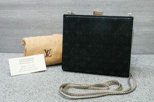 希少 美品 ルイヴィトン M92102 モノグラムサテン アンジュPM ブラック ショルダーバッグ パーティ クラッチ LOUIS VUITTON