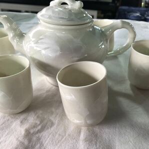 中国 台湾 茶器揃 白磁器 急須 湯呑み 共箱 和清 の画像10