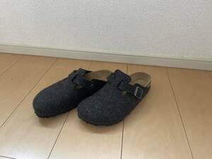 1円出品　超美品　ビルケンシュトック BIRKENSTOCK ボストン ウール フェルト アンスラジット チャコールグレー