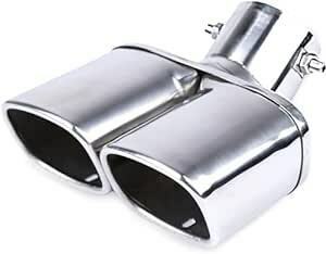 [VICHE CATT] car muffler cutter downward 2 pipe out square stainless steel muffler custom dress up ( silver 