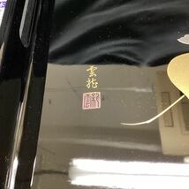 会津塗　尺七寸長手盆 黒 山茶花 伝統工芸品 木製 盆 お盆 漆器 漆塗り うるし 茶道具 _画像3