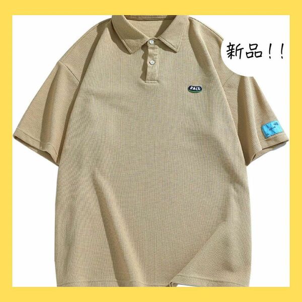 【新品】Tシャツ ワッフル生地 夏季 クラシック 半袖 ポロシャツ ゴルフウェア