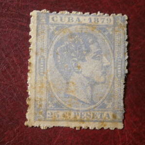 古切手/ １８７９年 スペイン領 CUBA切手 25PESETA 未使用の画像1