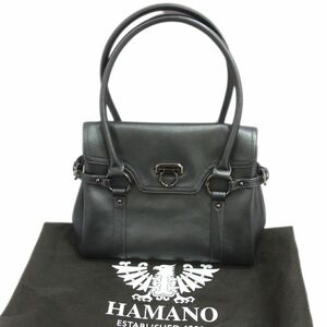 美品 定価5万円●HAMANO ハマノ 濱野 レザー ハンド バッグ ショルダー ミニボストン セレモニー レディース ガンチーニ 牛革 1円スタート