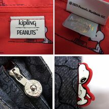 美品 定価1万7930円●kipling キプリング スヌーピー 23AW トート バッグ メリタ S 総柄 SNOOPY エコ モンキーチャーム付き 1円スタート_画像9