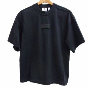 美品●adidas Originals アディダス オリジナルス Tシャツ 半袖 カットソー メンズ オーバーサイズ シリコンバッジ ブラック 1円スタート