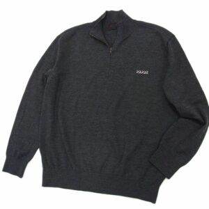  обычная цена 3 десять тысяч 5000 иен *Papas Papas вязаный свитер Logo вышивка половина Zip тянуть over сделано в Японии мужской M размер шерсть стандартный товар 1 иен старт 