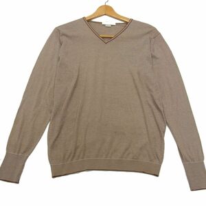 春物◇JOHN SMEDLEY Ｖネック ニットセーター ボーダー柄 ジョンスメドレー メンズ イングランド製 1円スタート