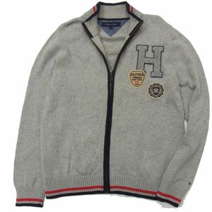 ☆TOMMY HILFIGER トミーヒルフィガー ニット ジップジャケット コットンニット メンズ グレー 春物 1円スタート