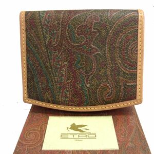 ☆ETRO エトロ レザーコインケース 小銭入れ レザーウォレット 財布 ペイズリー柄 レディース イタリア製 1円スタート