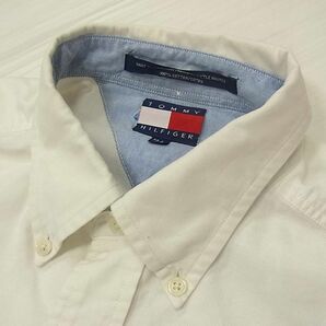 90’s☆TOMMY HILFIGER トミーヒルフィガー 長袖 シャツ シャンブレーシャツ ホワイト メンズ 1円スタートの画像3