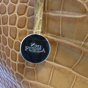 ☆FURLA フルラ クロコ型押し レザーハンドバッグ レザートートバッグ イタリア製 本革 レディース 鞄 1円スタートの画像6