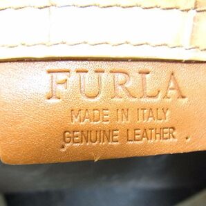 ☆FURLA フルラ クロコ型押し レザーハンドバッグ レザートートバッグ イタリア製 本革 レディース 鞄 1円スタートの画像5
