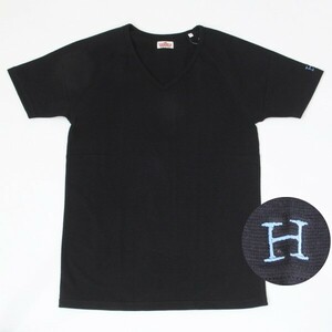 ★HOLLYWOOD RANCH MARKET　ストレッチフライス　Vネックショートスリーブ　Tシャツ　黒★聖林公司