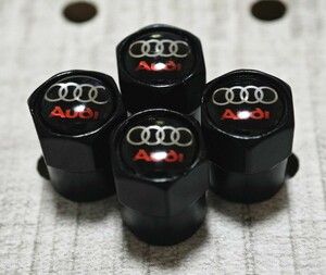 アウディ タイヤ エアーバルブキャップ 4P【ブラック】Audi A1 A3 A4 B5 B6 B7 B8 A5 C5 A6 C6 c7 A7 A8 A1 V8 Q3 Q5 Q7 SQ5 S3 S4 S5 S6 