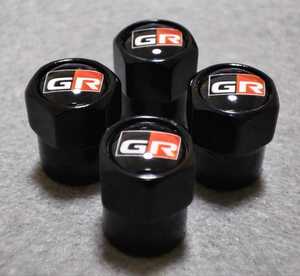 【GR】GAZOO Racing タイヤバルブキャップ 4個セット【ブラック】プリウスPHV HILUX ランドクルーザー C-HR コペン 86 YARIS SUPRA