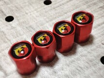 アバルト ホイール エアーバルブキャップ 4P【レッド】ABARTH 500 750 750ザガート 1000 124 695 シムカ1300 2000_画像4