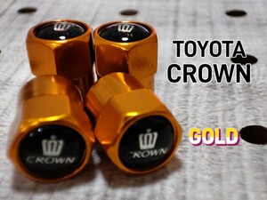 TOYOTA【CROWN】エアーバルブキャップ【ゴールド】クラウン スポーツ クロスオーバー アスリート S170 180 200 210 220 SH35