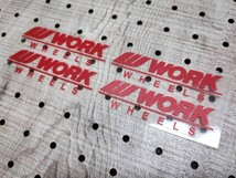 WORK ワーク ホイール用ステッカー 4P【レッド】検）VOLK RACING RAYS BBS ENKEI BADX WALD トヨタ 日産 ホンダ スズキ ダイハツ BMW_画像2