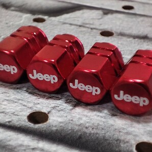 Jeep エアーバルブキャップ 大【レッド】クライスラー・ジープ ラングラー アンリミテッド グランドチェロキー コンパス レネゲードの画像2