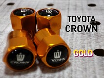 TOYOTA【CROWN】エアーバルブキャップ【ゴールド】クラウン スポーツ クロスオーバー アスリート S170 180 200 210 220 SH35_画像1