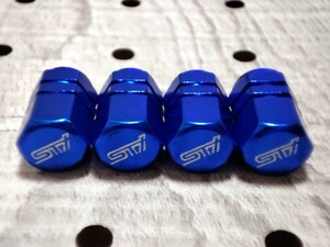 STI エアーBulbキャップ(大) 4P【ブルー】Forester レグォーグ XV Imprezaスポーツ/G4 Legacy Outback BRZ WRX S4