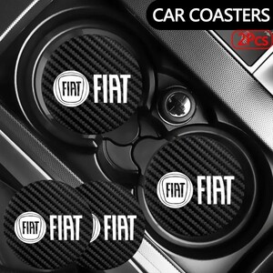  Fiat carbon leather drink holder Coaster 2P#FIAT 500C 500X 500S 500L 124 125 595 695 New Panda abarth Punto 