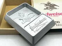 希少 ZIPPO ジッポー 1993年 限定品 BUDWEISER バドワイザー 立体ロゴ ライター 灰皿セット 箱付き_画像9