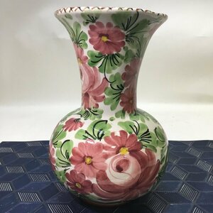 【中古現状品/CH】花瓶 花器 花入れ フラワーベース 花柄 高さ約22cm 陶器 置物 インテリア　MZ0407