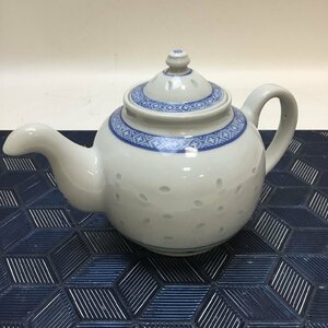 【未使用自宅保管品/CH】中国 景徳鎮製 急須 茶器 蛍透かし サイズ約18×11.5×H14cm 　IM0422