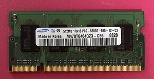 Samsung　PC2-5300S　５１２MB　ノートパソコン用メモリー