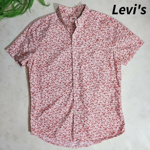 リーバイス Levi's 花柄 コットン半袖シャツ 7表記サイズM 赤&白 ボタンダウン 83256