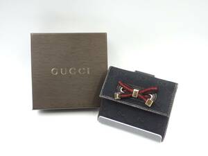 ◇GUCCI/グッチ/プリンシー/Wホック財布/167466/GGキャンバス/ブラック×レッド/箱付き