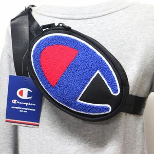 ★チャンピオン Champion 新品 ビッグロゴ ワッペン ボディバッグ ウエストバッグ BAG かばん 黒 [CH1056-0121N] 一 六★QWER QQAA-43